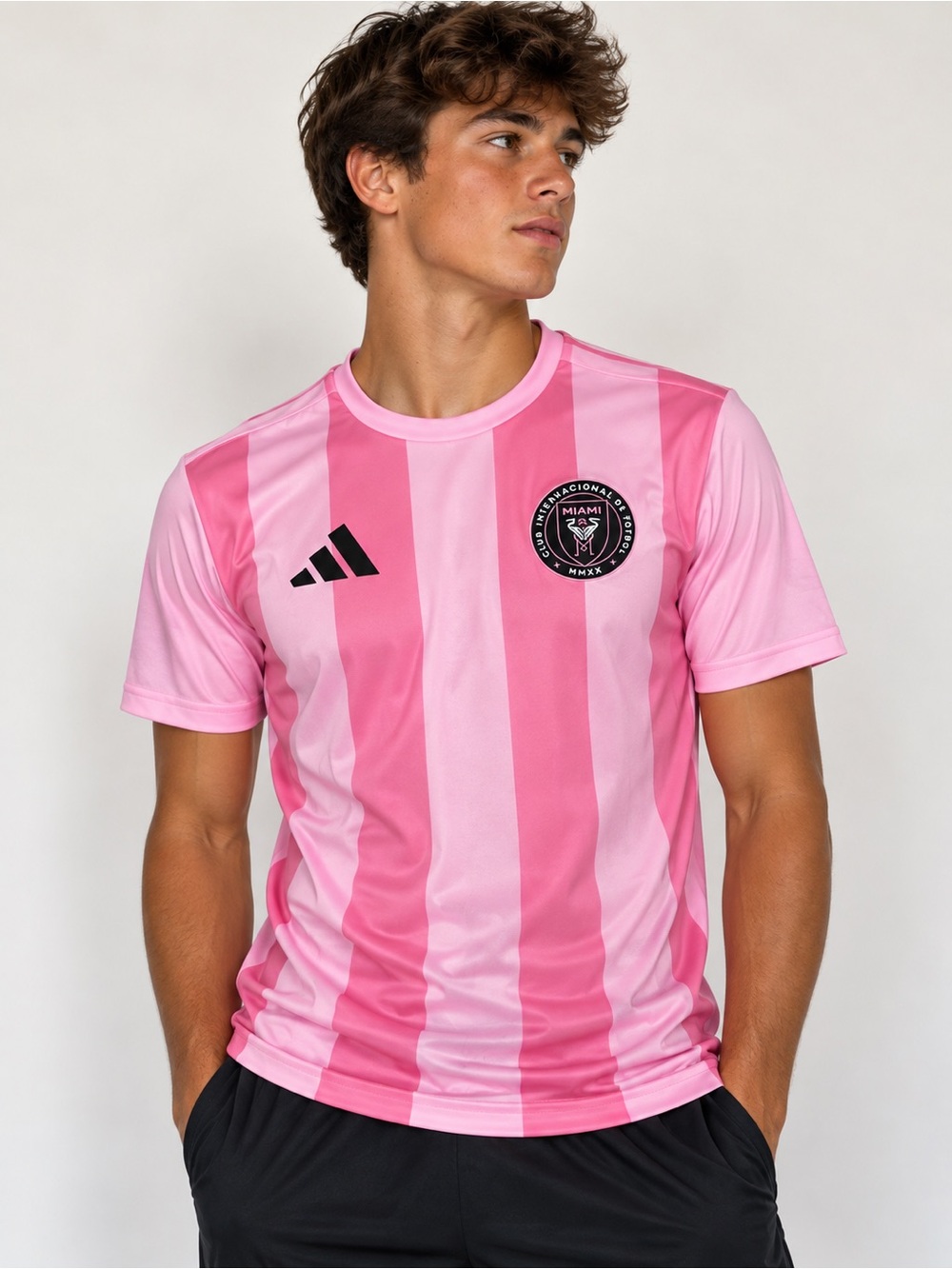 adidas Inter Miami CF Messi #10 Pink Striped Soccer Jersey Size M Aeroready